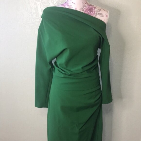 ZARA Draped Off The Shoulder Blouse Top Emerald Green Size Small NWT - Picture 5 of 13